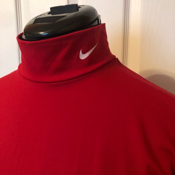 red nike mock turtleneck